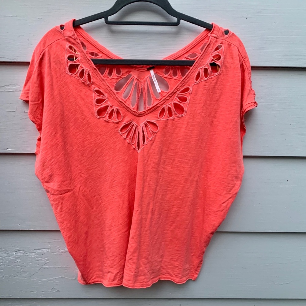 FREE PEOPLE coral cut out top